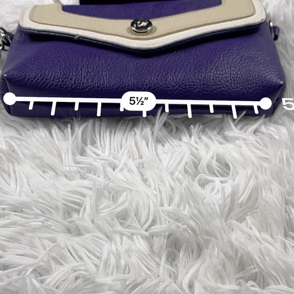 Grace Adele Purple Cream Chevron Faux Leather Clutch Wristlet Crossbody Bag - Picture 9 of 9